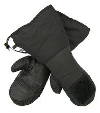 Super Mitten Black Gloves set against a white background

